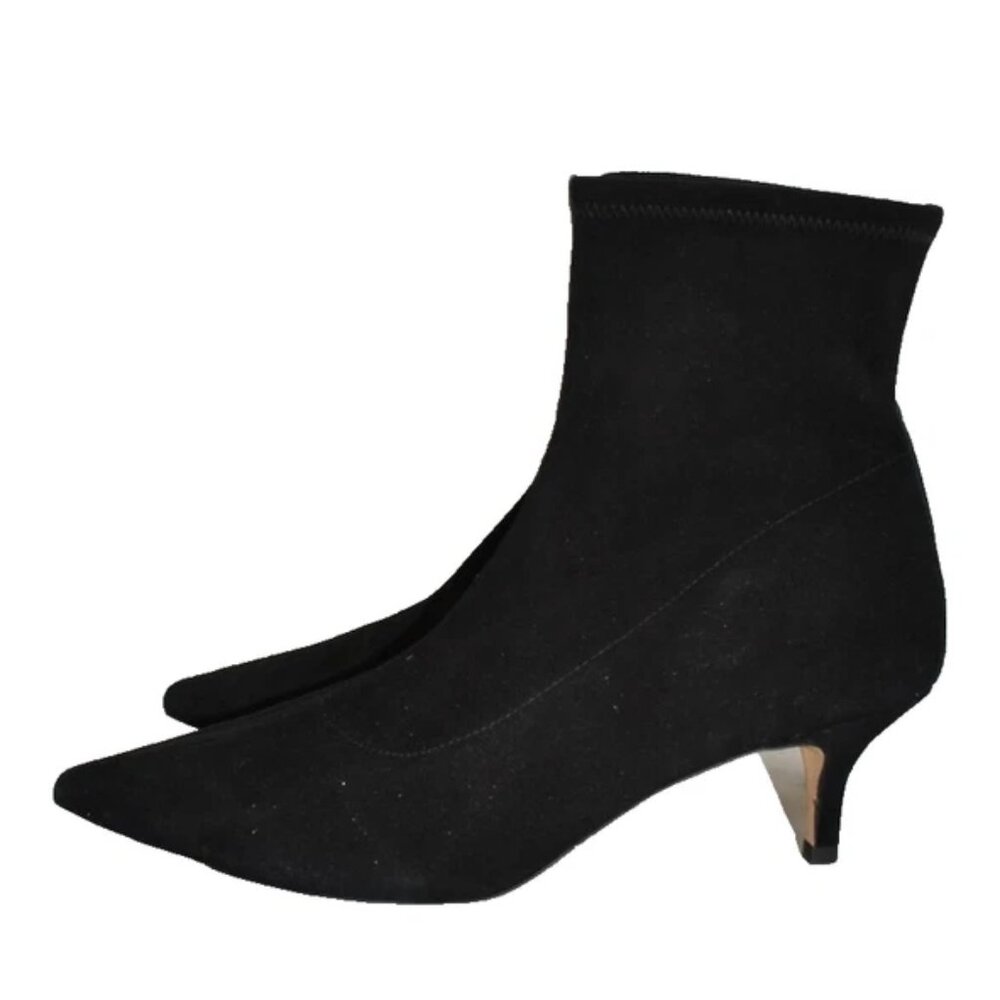 $350 Coach Restored Jade Bootie SUEDE BLACK POINTY GOLD "C" HEEL SOCK 9.5 (MG12) - Picture 4 of 7